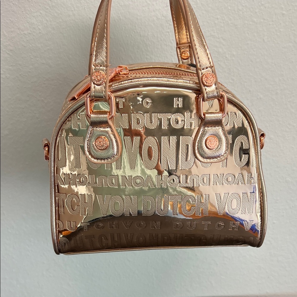 Von Dutch | Rose Metallic Gold Mini Bowling Bag - Picture 10 of 13